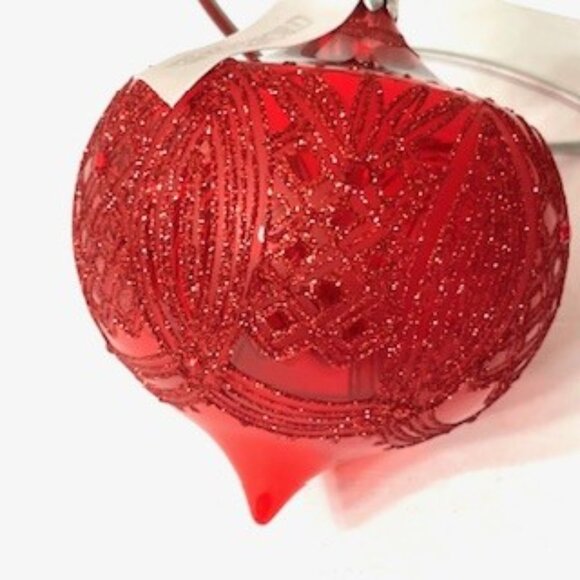 Waterford Holiday Red Glittered Ball Ornament ( Vtg ) - Picture 2 of 4